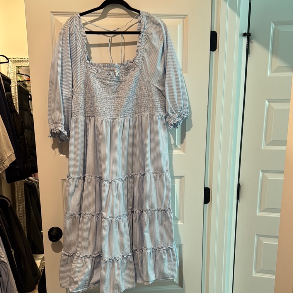 Blue and White Striped nap Dress